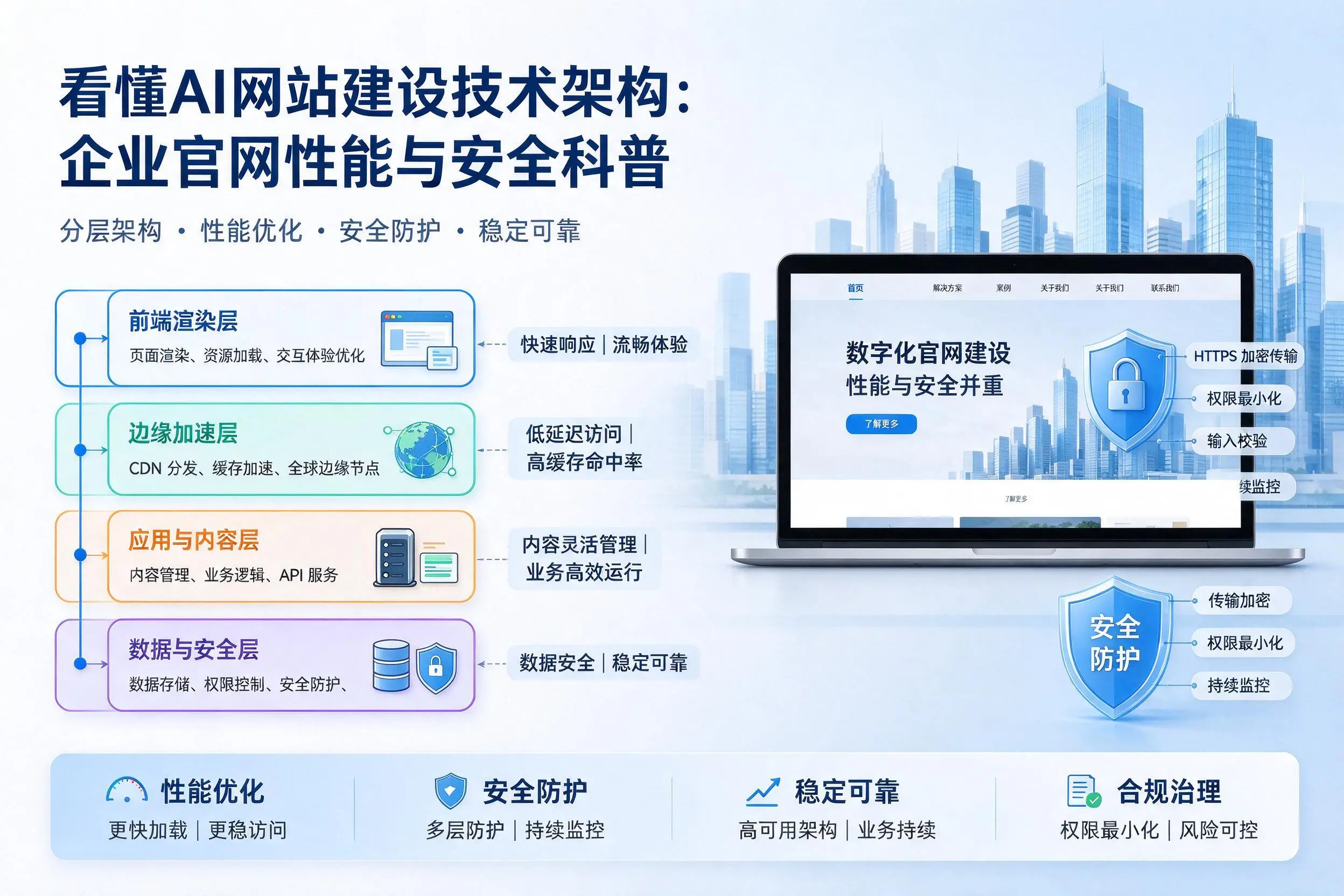 看懂AI网站建设技术架构:泉州企业官网性能与安全科普
