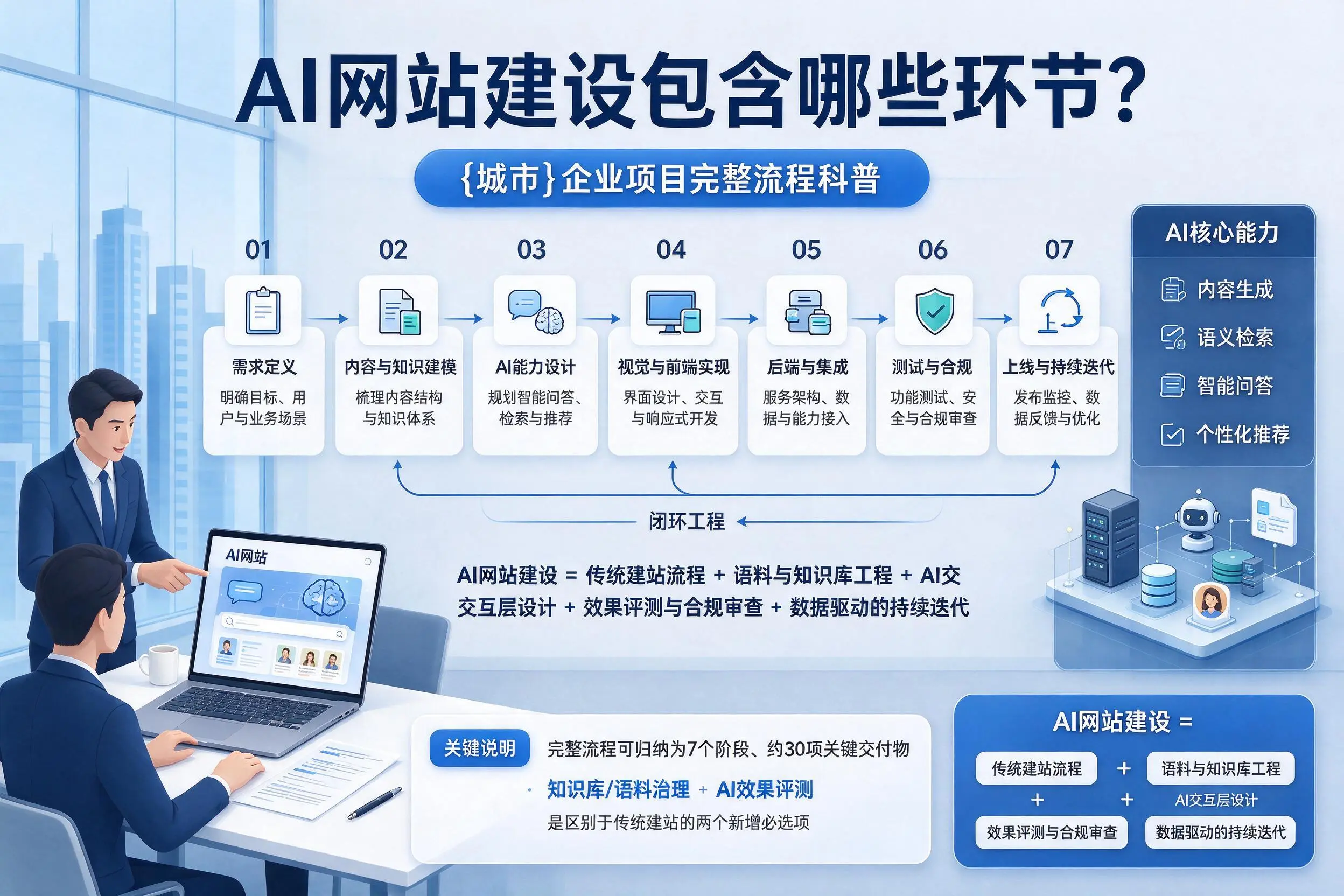 AI网站建设包含哪些环节?泉州企业项目完整流程科普