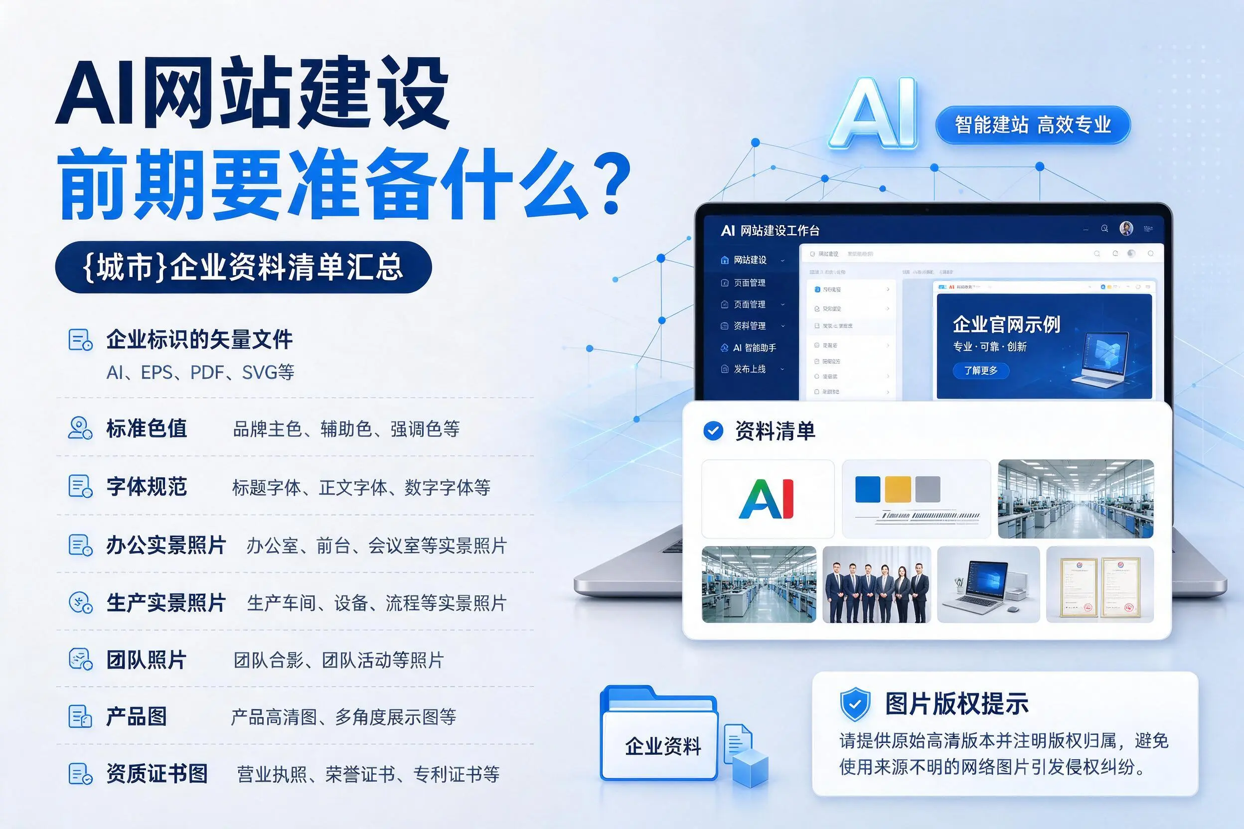 AI网站建设前期要准备什么?泉州企业资料清单汇总