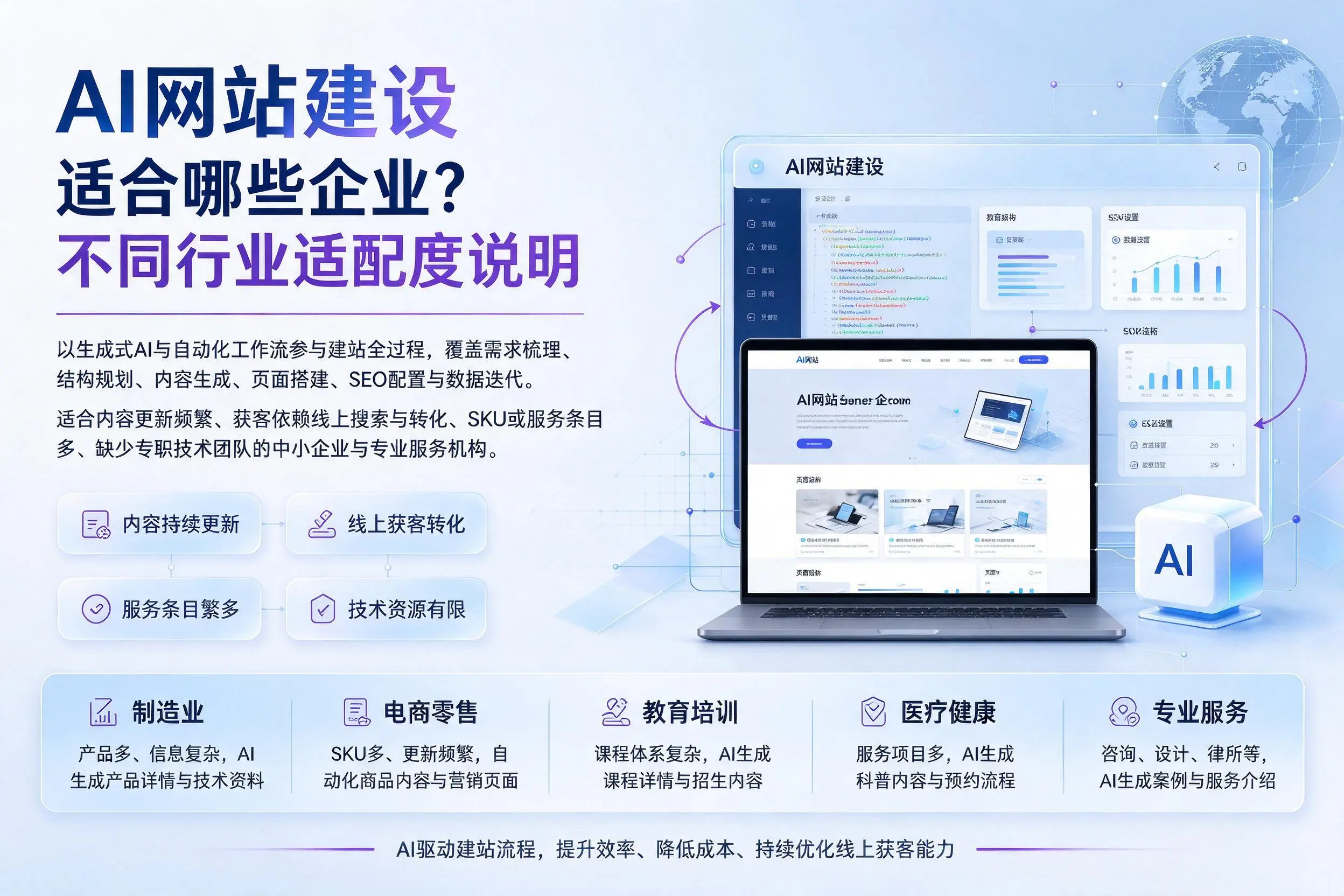 AI网站建设适合哪些企业?泉州不同行业适配度说明